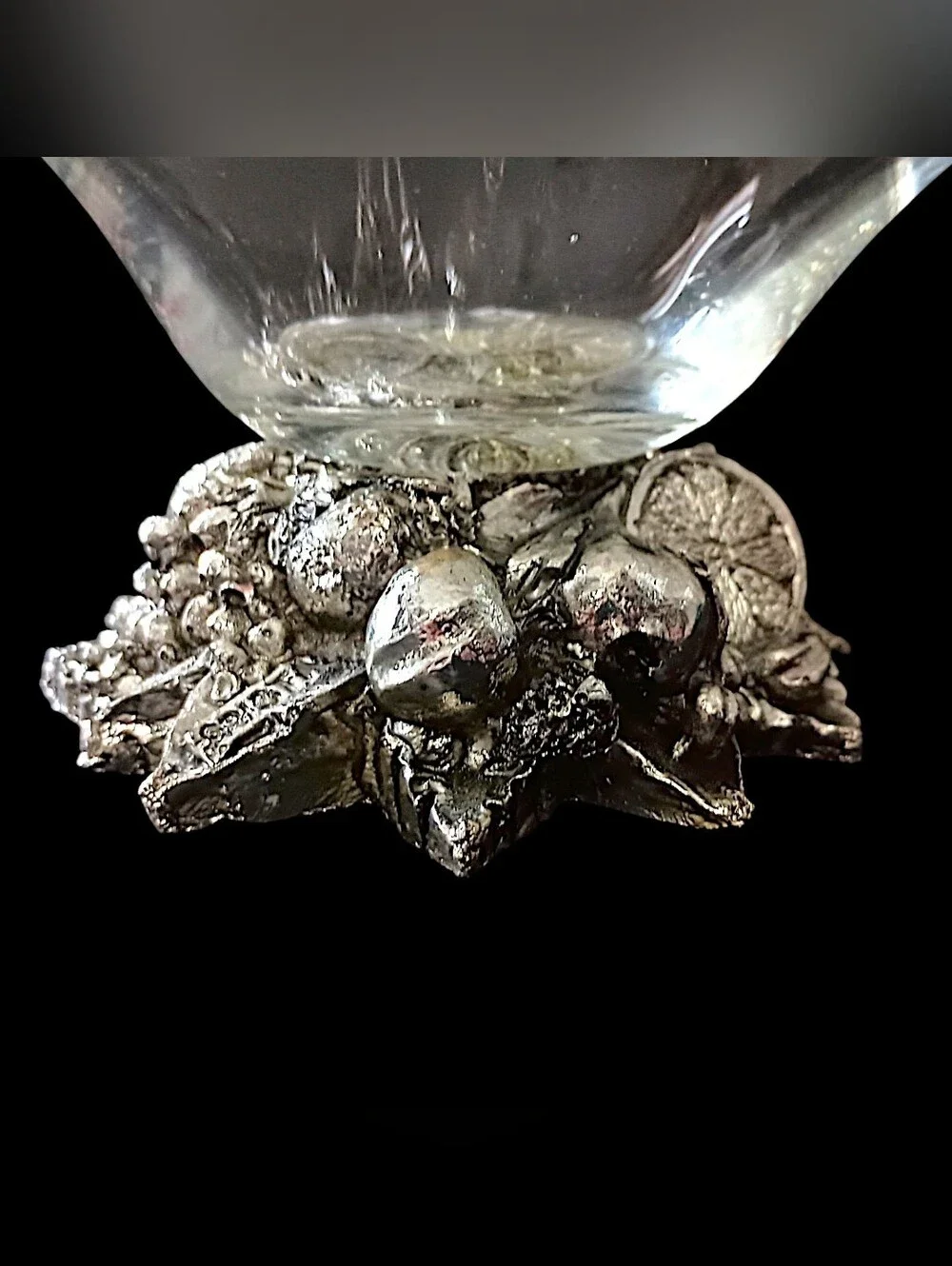 Vintage Murano Cristal Line Compote Bowl Dish Silver Tone Fruit Pedestal Italy